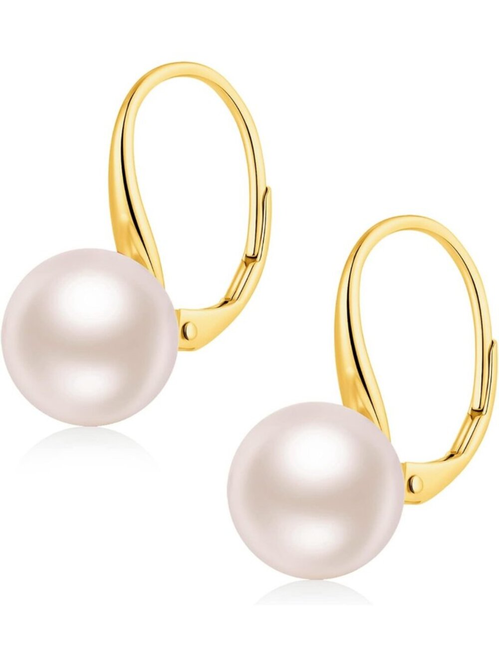 Elegant Silver Pearl Drop Earrings | 10MM Dangle Leverback Style | 925 Sterling